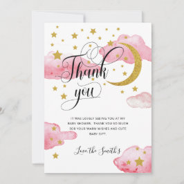 Cartões de agradecimentos da Lua Dourada rosa com