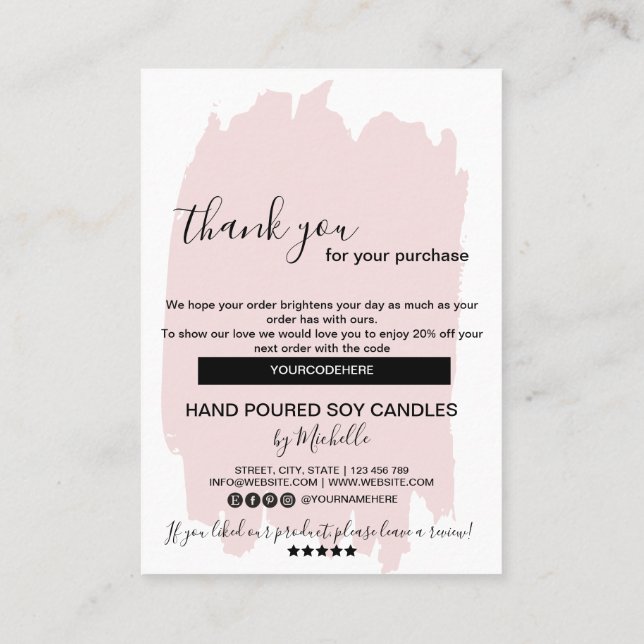 Cartões de agradecimentos da placa de atendimento  (Verso)