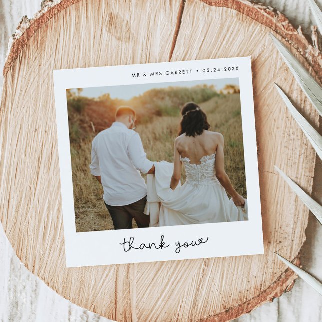 Cartões de agradecimentos da praça de casamento de (square wedding thank you photo card)