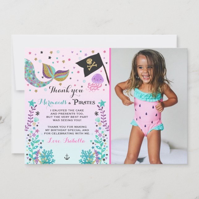 Cartões de agradecimentos da sereia e do pirata (Frente)