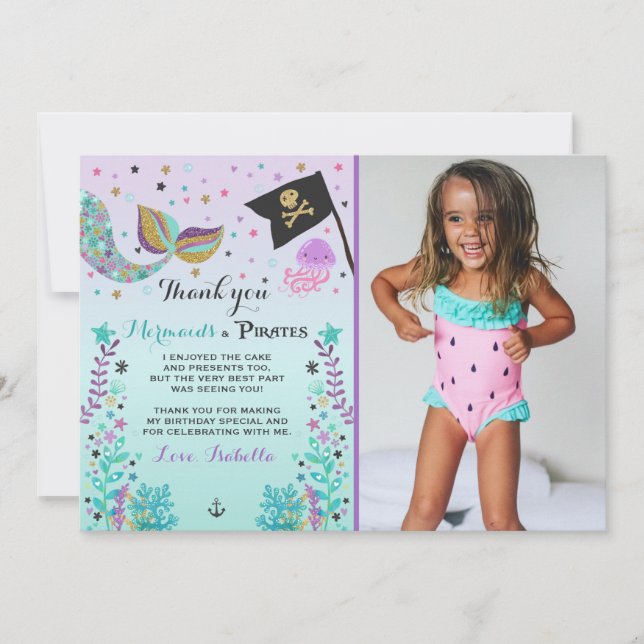 Cartões de agradecimentos da sereia e do pirata (Frente)