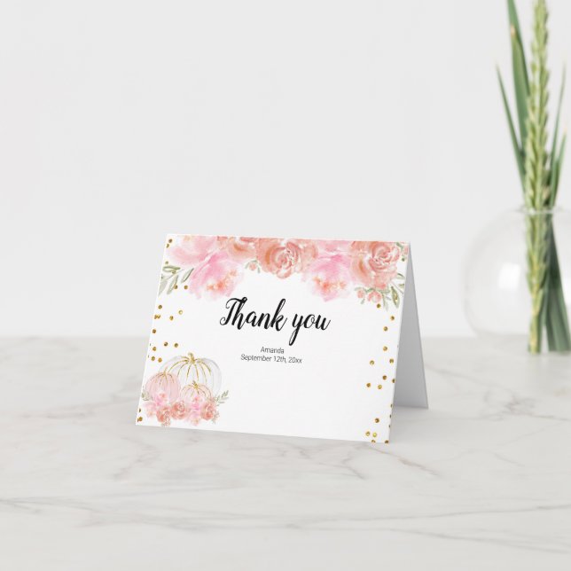 Cartões de agradecimentos de Abóbora Floral (Frente)