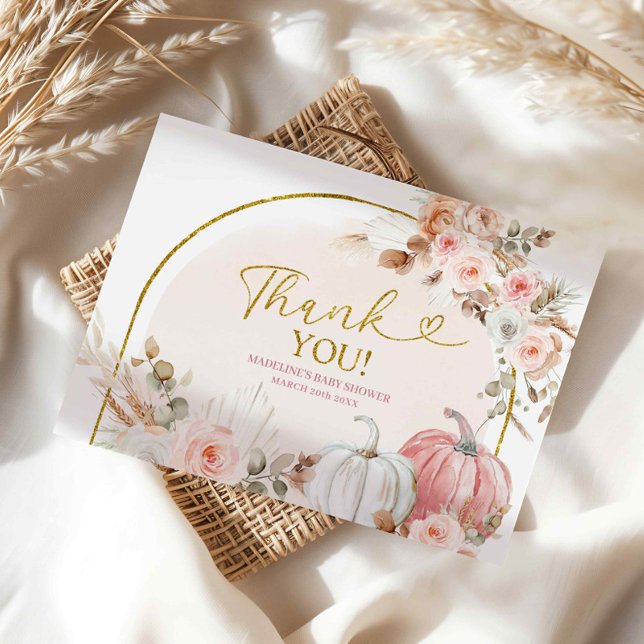 Cartões de agradecimentos de Abóbora Floral Boho R (Criador carregado)