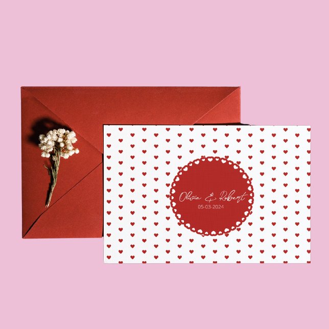 Cartões de agradecimentos de amor personalizado -  (Personalized Love Thank You Card - Red Hearts)