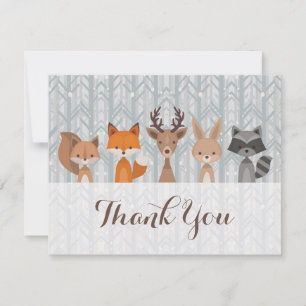 Cartões de agradecimentos de animais da floresta 