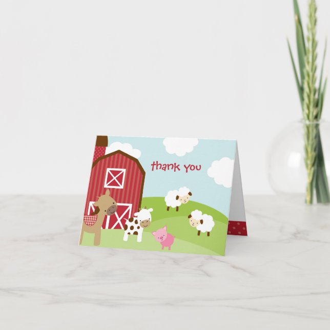 Cartões de agradecimentos de animais de Fazenda (Frente)