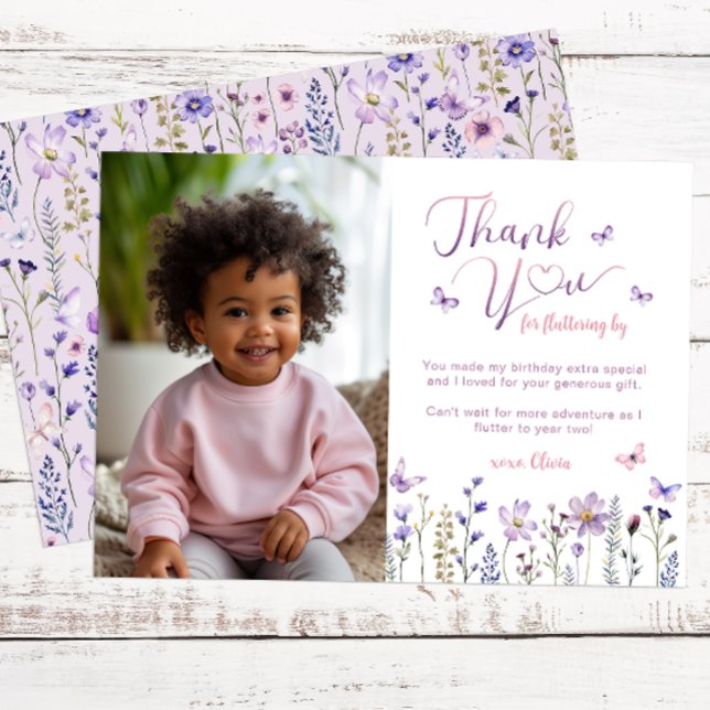 Cartões de agradecimentos de Aniversário da Foto d (Photo Thank You Card)