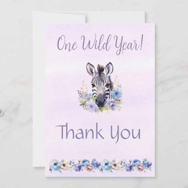 Cartões de agradecimentos de Aniversário da Zebra  (Frente)