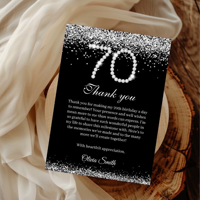 Cartões de agradecimentos de Aniversário de 70 de  (70th Birthday Party Thank you card)