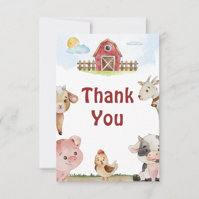 Cartões de agradecimentos de Aniversário de Animai (Frente)