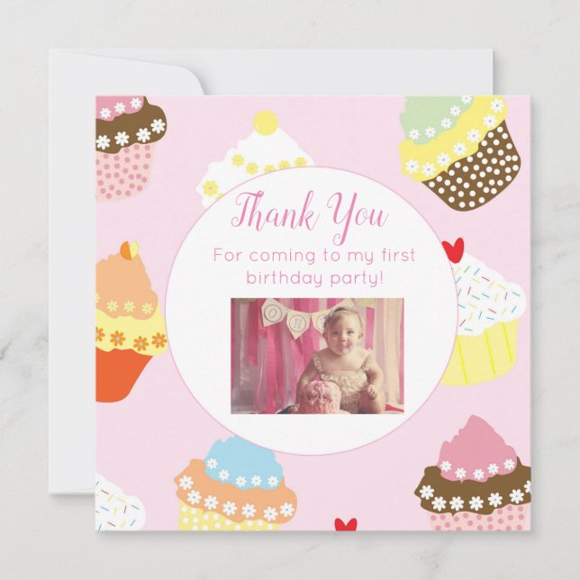 Cartões de agradecimentos de aniversário de fotos  (Frente)