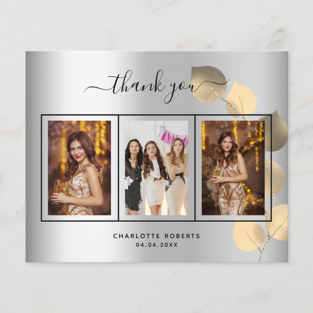 Cartões de agradecimentos de aniversário de fotos  (Frente)