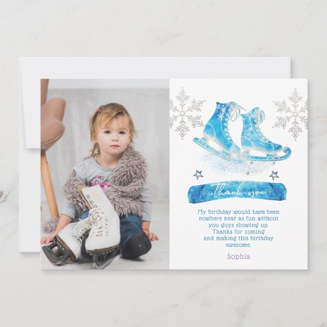Cartões de agradecimentos de Aniversário de Ice Sk (Frente)