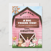 Cartões de agradecimentos de aniversário de Oink B
