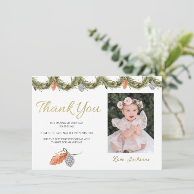 Cartões de agradecimentos de Aniversário de Winter (Em pé/Frente)