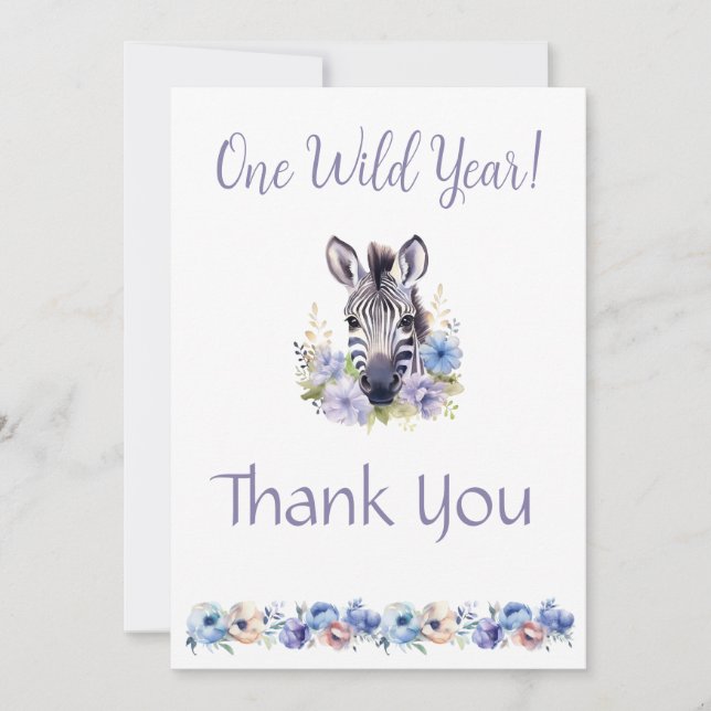 Cartões de agradecimentos de Aniversário de Zebra  (Frente)