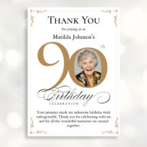 Cartões de agradecimentos de Aniversário do 90 de
