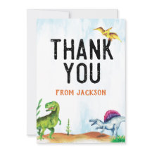 Cartões de agradecimentos de aniversário do Dinoss