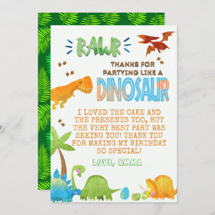 Cartões de agradecimentos de Aniversário do Dinoss