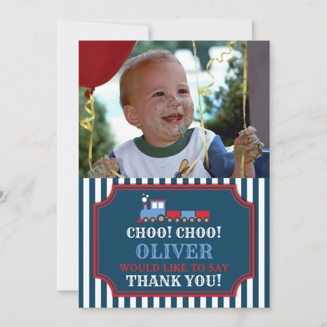 Cartões de agradecimentos de aniversário do trem (Frente)