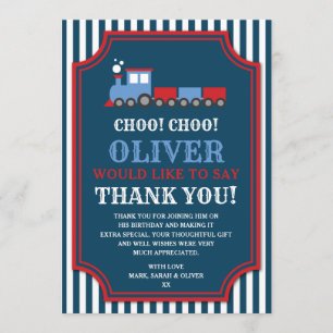Cartões de agradecimentos de aniversário do trem