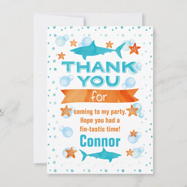 Cartões de agradecimentos de Aniversário do Tubarã (Frente)