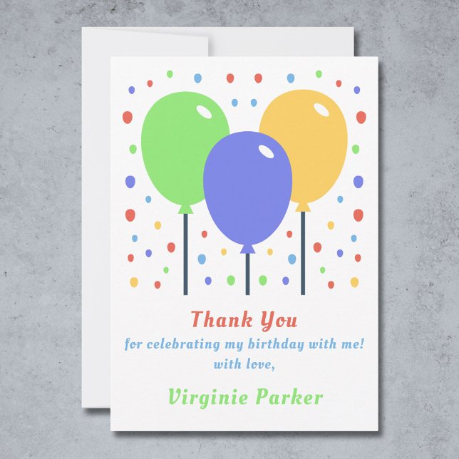 Cartões de agradecimentos de aniversário dos balõe (Colored Balloons Birthday Thank You Card)