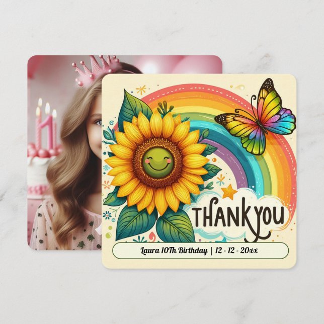 Cartões de agradecimentos De Aniversário Para Filh (Frente/Verso)