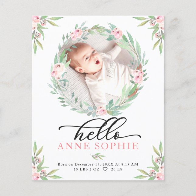 Cartões de agradecimentos de Anúncio de Nascimento (Frente)