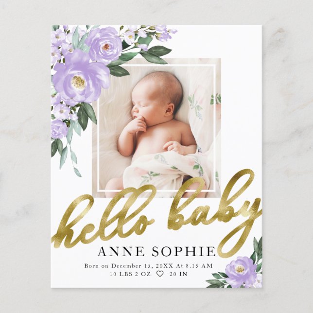 Cartões de agradecimentos de Anúncio de Nascimento (Frente)