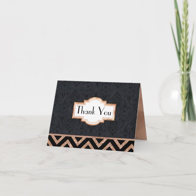 Cartões de agradecimentos de aparência Rosa e pret (Frente)