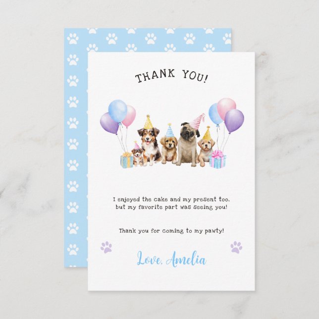 Cartões de agradecimentos de Aquarela com Festa de (Frente/Verso)