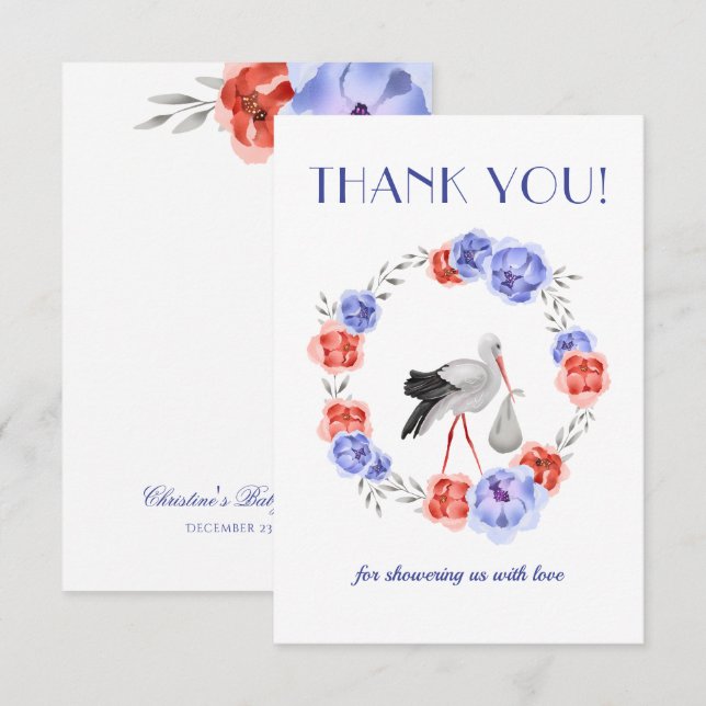 Cartões de agradecimentos de Aquarela Neutro de Gê (Frente/Verso)