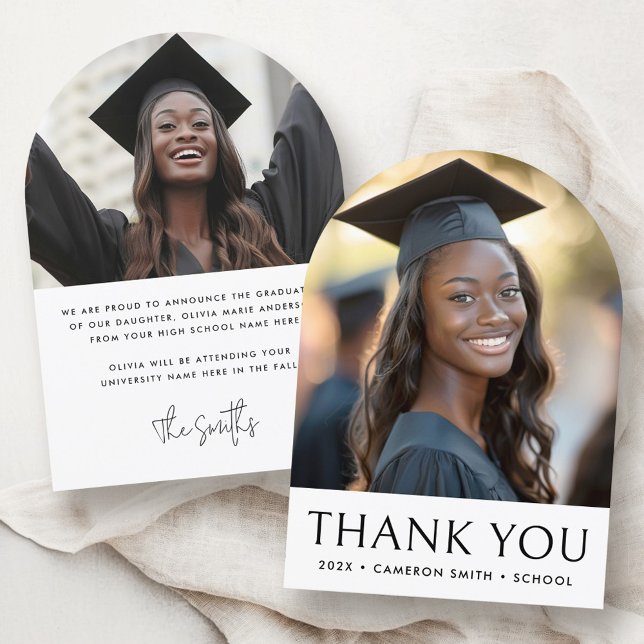 Cartões de agradecimentos de arco de fotos da grad (Elegant graduation photo arch Thank you card)