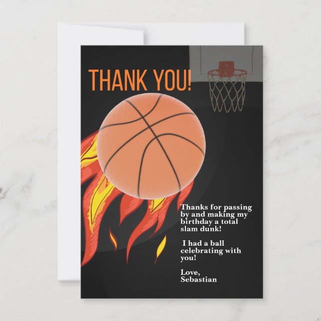 Cartões de agradecimentos de basquete (Frente)