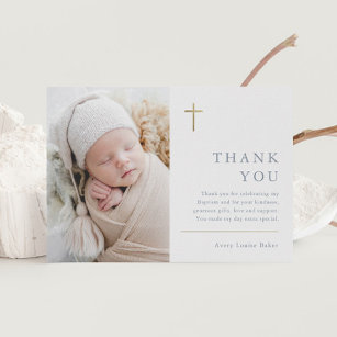 Cartões de agradecimentos de Batismo de Foto Minim