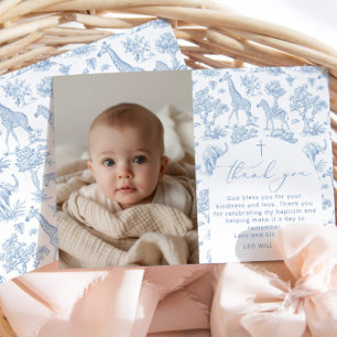 Cartões de agradecimentos de Batismo Toile Safari 