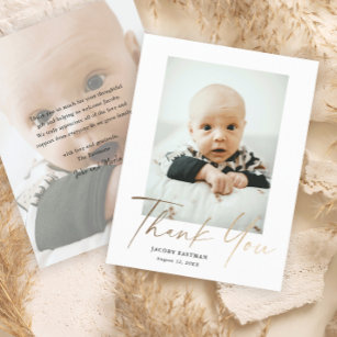 Cartões de agradecimentos de Bebê de Foto com Scri