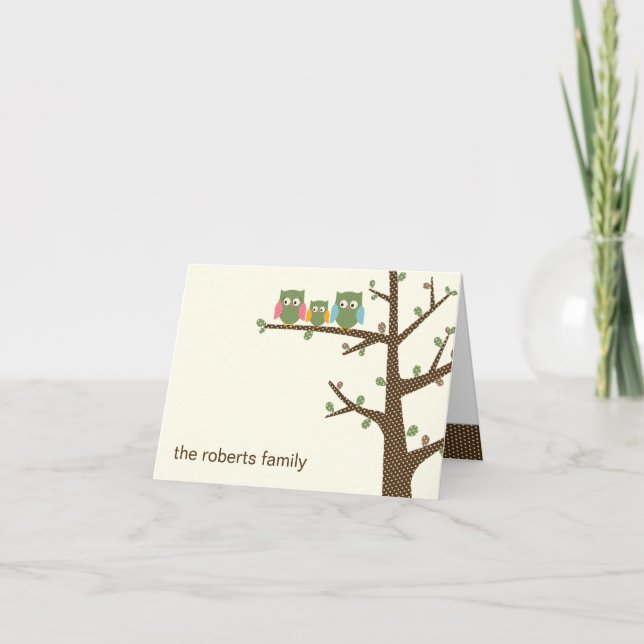 Cartões de agradecimentos De Bebê Dotty Owls (Frente)