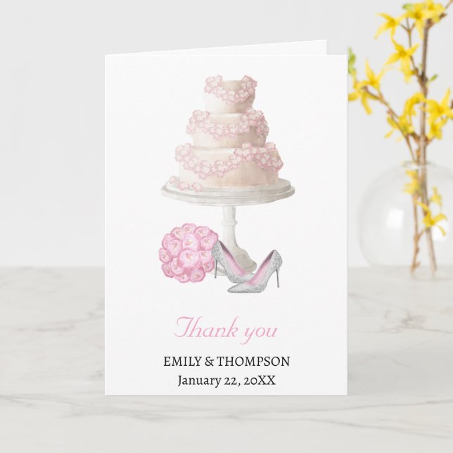 Cartões de agradecimentos De Bolo De Casamento (Flor Amarela)