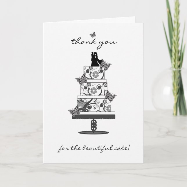 cartões de agradecimentos de bolo de casamento - o (Frente)