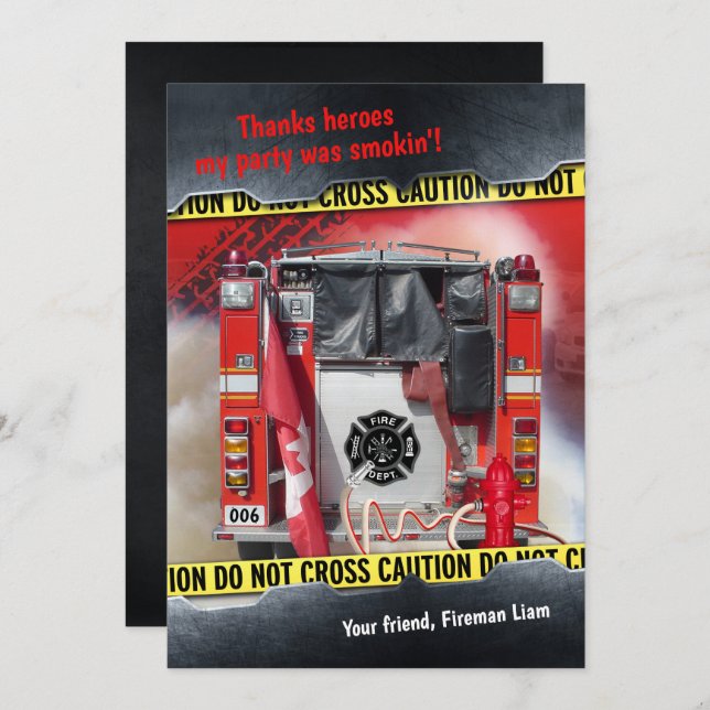 Cartões de agradecimentos de Bombeiros de Bombeiro (Frente/Verso)