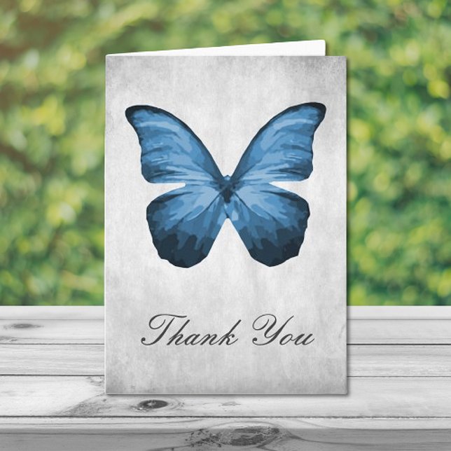 Cartões de agradecimentos de Borboleta Azul (Blue Butterfly Thank You Card)