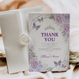 Cartões de agradecimentos de Borboleta Lilac Silve