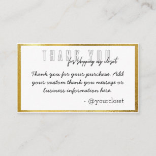 cartões de agradecimentos de borda de ouro do Posh