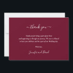 Cartões de agradecimentos de Borgonha de Script El<br><div class="desc">Elegante cartões de agradecimentos de casamento burgundy. Personalizar facilmente online. Os itens disponíveis para complementar este cartões de agradecimentos de casamento minimalista.</div>