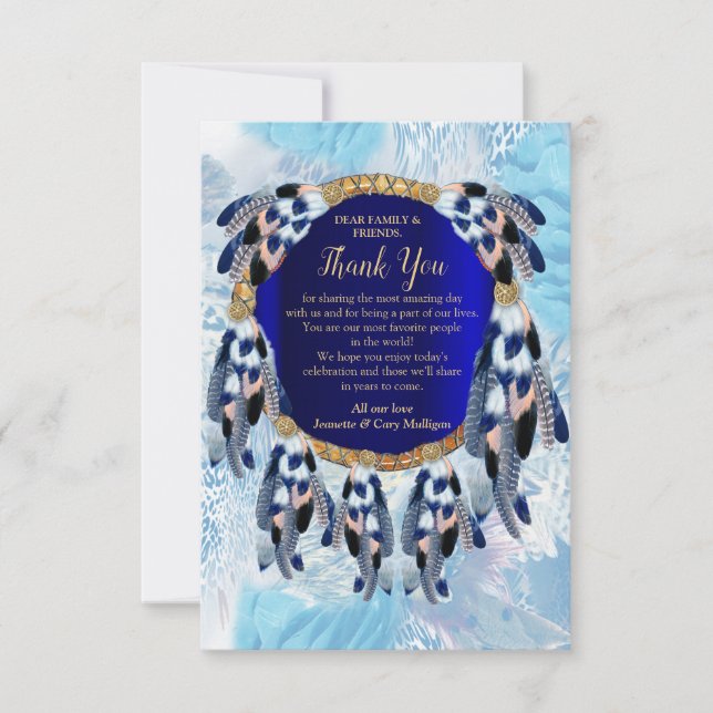 Cartões de agradecimentos de caçador de sonhos azu (Frente)