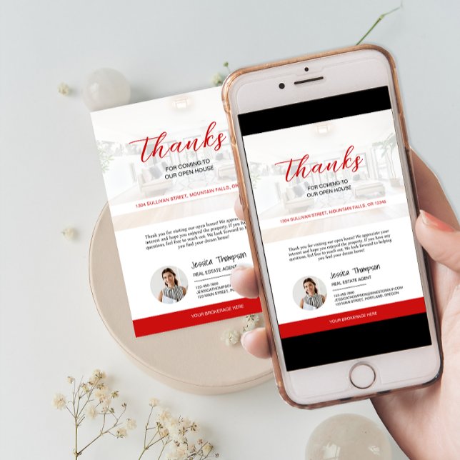 Cartões de agradecimentos de Casa Aberta de Imóvei (Modern Real Estate Open House Thank You Card)