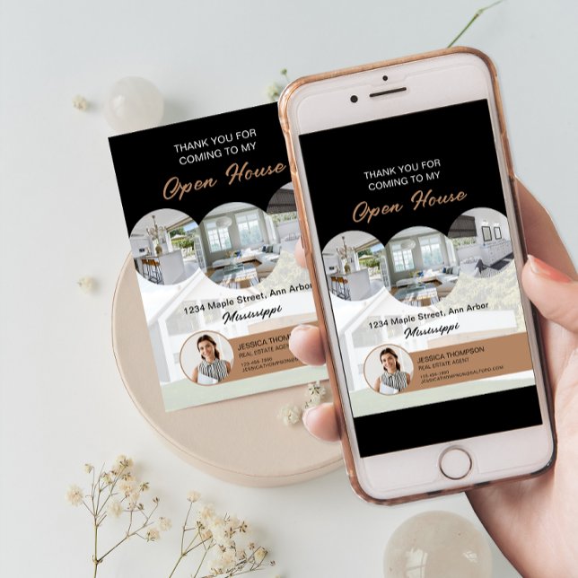 Cartões de agradecimentos de Casa Aberta de Imóvei (Custom Photo Real Estate Open House Thank You Card)