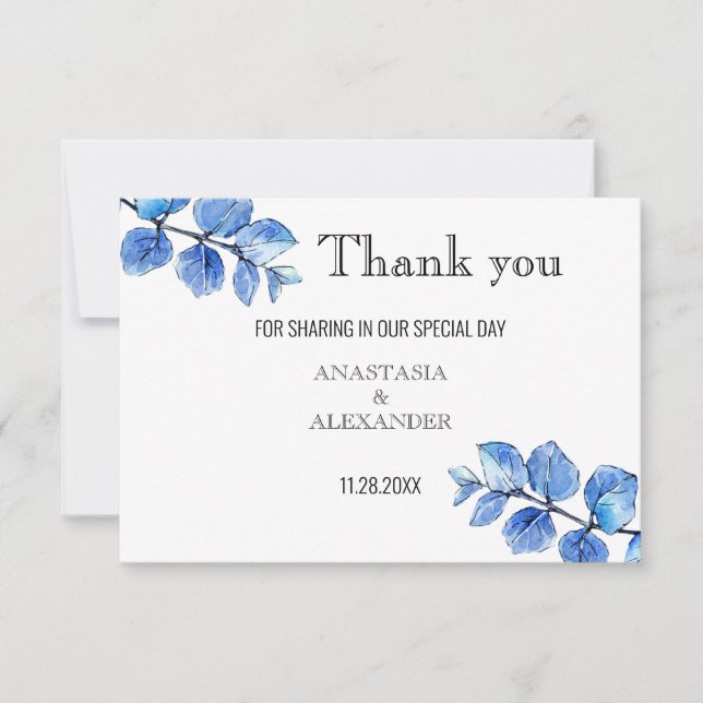 Cartões de agradecimentos de casamento. (Frente)